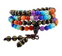 Shanxing 6mm Crystal 108 Mala Prayer Beads Wrap Bracelet for Women Men