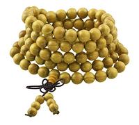 Shanxing 6mm Natural Gold Wood 108 Prayer Beads Mala Wrap Bracelet for Men Women, Yellow Buddha Meditation Worry Beads Bracelet Tibetan Buddhist Buddhism Jewellery Gift Reiki Wooden Bead Necklace