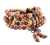 Shanxing 6mm Natural Mixed Sandalwood 108 Prayer Beads Mala Wrap Bracelet for Men Women, Buddha Meditation Wood Worry Beads Bracelet Tibetan Buddhist Buddhism Jewellery Gift Reiki Wooden Bead Necklace