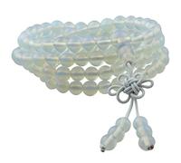Shanxing 6mm Opalite Crystal 108 Prayer Beads Mala Wrap Bracelet for Women Men, White Worry Beads Decorative Healing Crystal Bracelet Jewellery Reiki Stone Necklace
