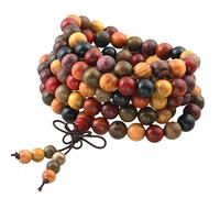 Shanxing 8mm Natural Mixed Wood 108 Prayer Beads Mala Wrap Bracelet for Men Women, Buddha Meditation Worry Beads Bracelet Tibetan Buddhist Buddhism Jewellery Gift Reiki Good Luck Wooden Bead Necklace