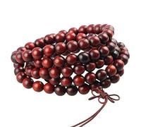 Shanxing 8mm Natural Red Sandalwood 108 Prayer Beads Mala Wrap Bracelet for Men Women, Red Buddha Meditation Worry Beads Bracelet Tibetan Buddhist Buddhism Jewellery Gift Wooden Bead Necklace