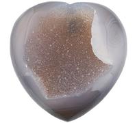 Shanxing Agate Geode Crystal Puff Heart Worry Healing Stone Palm Chakra Reiki 1.7"-2.4"