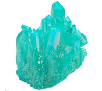 Shanxing Lake Blue Titanium Coated Quartz Crystal Cluster Specimen, Clear Quartz Reiki Healing Crystal and Gemstone Gift Rock Mineral Blue Crystal Stone Ornament Room Party Cake Decor Pocket Stone