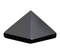 Shanxing Natural Black Agate Mini Crystal Pyramid for Pocket Lucky Charm, Healing Stone Energy Spiritual Decoration Figurine, Length 26-32mm, Height 15-27mm Pocket Size, Weight 13-30g
