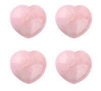 Shanxing Natural Rose Quartz Crystal Puff Heart Worry Healing Stone Palm Chakra Reiki 1.7",Pack of 4
