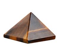 Shanxing Natural Tiger's Eye Stone Mini Crystal Pyramid for Pocket Lucky Charm, Healing Stone Energy Spiritual Decoration Figurine, Length 26-32mm, Height 15-27mm Pocket Size, Weight 13-30g