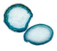 Shanxing Set of 2 Natural Agate Slice Geode Stone Coasters for Drinks