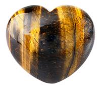 Shanxing Tiger's Eye Crystal Puff Heart Worry Healing Stone Palm Chakra Reiki 1.7"