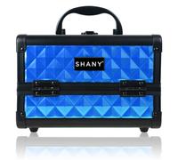 SHANY Chic Makeup Train Case Cosmetic Box Portable Makeup Case Cosmetics Beauty Organizer Jewelry storage with Locks, Multi trays Makeup Storage Box with Makeup Mirror - Imperial Blue