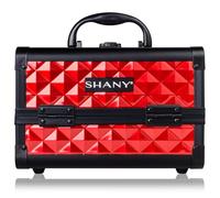SHANY Chic Makeup Train Case Cosmetic Box Portable Makeup Case Cosmetics Beauty Organizer Jewelry storage with Locks, Multi trays Makeup Storage Box with Makeup Mirror - Red Kiss