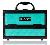 SHANY Mini Makeup Train Case Cosmetics Organizer with Mirror, Turquoise, 2.75 Pound