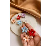 Shanya Glossy Floral Hair Claw Clip Set - Pack of 12 | Multicolor Acrylic Flower Design with Rhinestone Center | Elegant & Durable Hair Accessories for Women & Girls