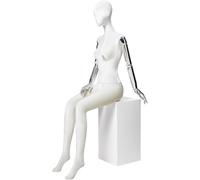 SHANYAYALI A Human Retail Mannequins Sitting On a Stool, Detachable and Rotatable, Suitable for Displaying Underwear, Hats, Tops(White)