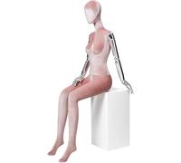 SHANYAYALI A Human Retail Mannequins Sitting On a Stool, Detachable and Rotatable, Suitable for Displaying Underwear, Hats, Tops(Pink)
