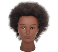 SHANYAYALI Curly Inlaid Eyes Mannequin Head 100% Human Hair for Hairdresser Practice Braiding Styling Manikin