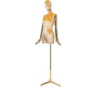 SHANYAYALI Female Mannequin Velvet Torso The Golden Plated Arm Can Rotate Suitable For Clothing Store Windows Shops(Yellow)