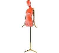 SHANYAYALI Female Mannequin Velvet Torso The Golden Plated Arm Can Rotate Suitable For Clothing Store Windows Shops(Orange)
