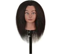 SHANYAYALI Headdoll Mannequin Head Real Hair for Cosmetology Manikin 14 Inch Doll Hairdresser Hairstylist Training Practice(Black a)