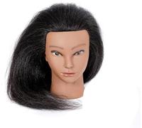 SHANYAYALI Headdoll Mannequin Head Real Hair for Cosmetology Manikin 14 Inch Doll Hairdresser Hairstylist Training Practice(Black B)