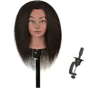 SHANYAYALI Headdoll Mannequin Head Real Hair for Cosmetology Manikin 14 Inch Doll Hairdresser Hairstylist Training Practice(Black A2)