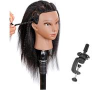 SHANYAYALI Headdoll Mannequin Head Real Hair for Cosmetology Manikin 14 Inch Doll Hairdresser Hairstylist Training Practice(Black B2)