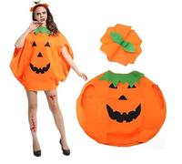 SHANZA DEPARTMENTAL'S Adult Pumpkin Costume - 2-in-1 Tabard & Hat Set | Halloween Fancy Dress Outfit for Women & Men | Trick or Treat Cosplay Party Wear (Pack of 2)