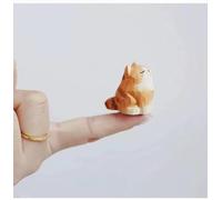 ShaoAngDuoMi Small Carved Wooden Orange Cat Figurines, Handmade Ginger Sculpture Craft Set, 1.4" Cute Tabby Statues Home Decor Art Carving Work, Gifts for Cat Lovers
