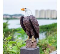 SHAODIE H:15.7in Outdoor Great Eagle Sculpture Garden Decoration Hand-Painted Bald Eagle Decoration - Bald Eagle Statue, Majestic American Indoor/Outdoor American Office, Courtyard Decoration