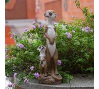 SHAODIE Outdoor Meerkat Sculpture Garden Decoration, Simulated Animal Courtyard Decoration, 17.7 inch Outdoor Decorative Animal Figurine, Parent and Baby Design