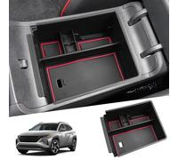 SHAOHAO Compatible with Hyundai Tucson NX4 2021 2022 2023 2024 Centre Console Armrest Storage Box Accessories Centre Armrest Organiser Tray, Multifunctional Glove Box (Automatic) Red