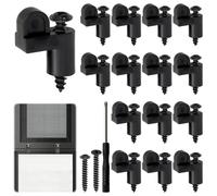 SHAOHUA 3/8 in Nylon Window Screen Clips with 2 Lengths Self-Tapping Screws and Screwdriver, Storm Window Clips for Fastens Storm Panels, Screen Door, Offset, Security Hardware, A Complete Set, Black