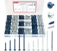 SHAOHUA 670 Pcs #8 Pocket Hole Screws(1" 1-1/4" 1-1/2" 2" 2-1/2"), Coarse Thread & Anti-Split Design for Furniture, Cabinets, Compatible with Kreg Jig, Zinc Plated & Blue Kote for Indoor Outdoor use