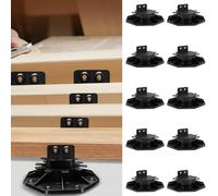 shaojian 10Pack Adjustable Deck Support Pedestal Paver Deck Foundation Base Support PP Black Flooring Joist Raising Supports to Keep Platform Panels Stable(30-60mm)