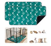 shaojian 2 Pack Guinea Pig Cage Liner 47x24 inch Washable Reusable Puppy Pads, Waterproof Guinea Pig Pee Mat Absorbent Bedding Training Pads for Puppy Cat Rabbit Hamster Hedgehogs Small Animal(green)