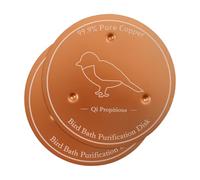 shaojian 2 Pcs Bird Bath Copper Disk, 99.99% Pure Copper Bird Bath Purification Disk to Keep Water Fresh, Rustproof Brass Cleaning Disks Universal Birdbath Accessories for Outdoor Yard Garden