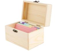 shaojian 3x5 Index Card Box with 150 Flash Cards Revision, Wooden Flashcards Organiser Multi Functional Card Storage Box for Recipe Business Cards