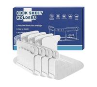 shaojian 4 Pack Bed Sheet Holder with Lock Strips to Keep Sheets Firm & Tight, Detachable Bed Sheets Corner Fasteners Heavy Duty Bedding Clips Fits, Easy Installation