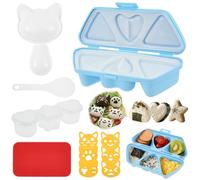 shaojian 6 in 1 Onigiri Mould Set, Cute Cat Rice Ball Maker Plastic Triangle Sushi Maker Mould for Kid Lunch Bento, Home DIY