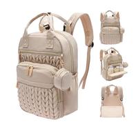 shaojian Baby Changing Bag Backpack, Quilted Waterproof Nappy Bag with Insulated Bottle Pockets & Pram Straps, Large Nappy Backpack with Portable Changing Mat for Travel & Walking(Khaki)