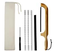 shaojian Bread Slicer for Homemade Breads, 41cm Bread Bow Cutter with Wooden Handle and Stainless Steel Replacement Blades, Sourdough Cutting Knife for Pastry Breads Baguettes(Set C)