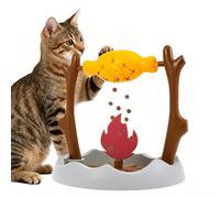 shaojian Cat Treat Dispenser Slow with 3 Dispensing Holes, Unique Rotatable Roast and Flame Cat Treat Toy Enrichment Interactive Stimulation Toy for Kitten