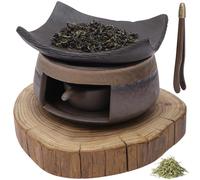 shaojian Ceramic Oil Burner Wax Melt Burners Set, Rustic Aromatherapy Stove Essential Oil Diffuser with Candle Tealight Holder, Zen Palo Santo Holder for Fragrance Meditation Relaxation Home Decor