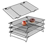 shaojian Cooling Racks for Baking, Non Stick Stackable Cooling Rack for Baking Muffins, Cake, Cookies & Biscuits, Space Saving Collapsible Oven Wire Tray for Cooking Roasting Grilling 34x24cm(4-Tier)