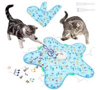 shaojian Interactive Cat Toys Rechargeable, Hide and S oncealed Moving Feather Wand, Automatic Touch Activated Kitten Enrichment Toys with Real Mouse Squeaky for Hunting Self Play(Blue)
