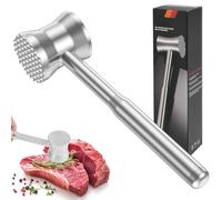 shaojian Meat Tenderizer Mallet, Double Sided Chicken Pounder, 304 Stainless Steel Heavy Duty Meat Hammer for Beef Steak Chicken Veal Roast Kitchen Cooking, Dishwasher Safe