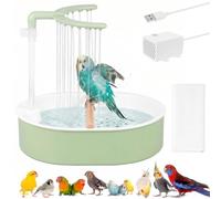 shaojian Parrot Bathtub, Automatic Bird Bath, Large Bird Shower Fountain with with Pump/Waterproof Cloth/Adjustable Water Flow for Pet Birds/African Grey/Cockatiel/Conure/Budgie/Lovebird(U Shower)