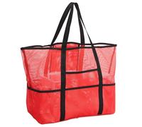 shaojian Portable Mesh Shower Bag with 8 Pockets and Handles Quick Dry Large Capacity Mesh Beach Bag Shower Caddy Tote for College Dorm Room Toiletry Bathroom Essentials Gym Travel Camp Beach(red)