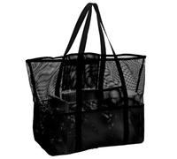 shaojian Portable Mesh Shower Bag with 8 Pockets and Handles Quick Dry Large Capacity Mesh Beach Bag Shower Caddy Tote for College Dorm Room Toiletry Bathroom Essentials Gym Travel Camp Beach(black)
