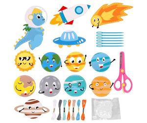 shaojian Sewing Kit for Kids Beginner Arts and Crafts, My First Sewing Kit, Easy DIY Projects of Stuffed Animal Felt Craft, Educational Christmas Gifts Toys for Girls 5-12 Years Old(Space)